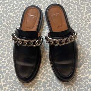 Givenchy black leather chain mules